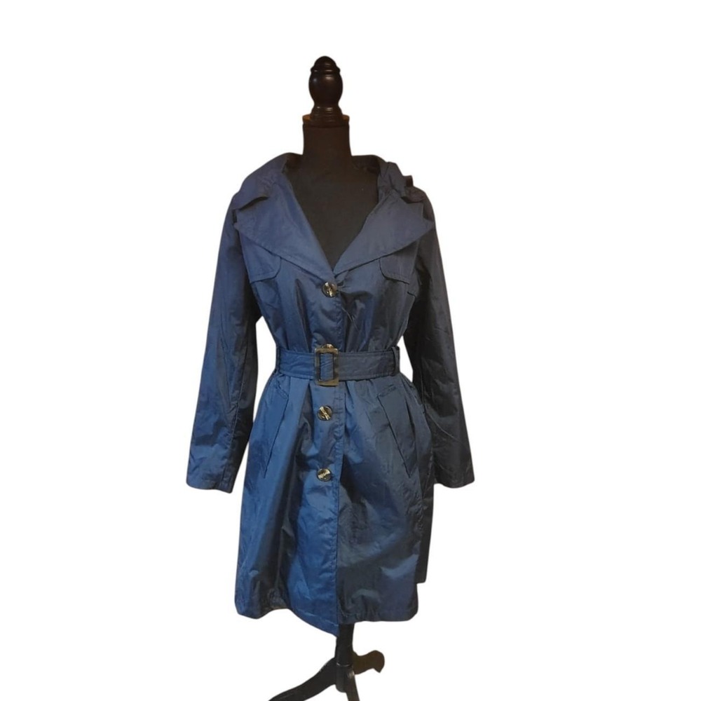 Urban Republic Womens XL Navy Blue Raincoat Belted Trench Coat Jacket NWT